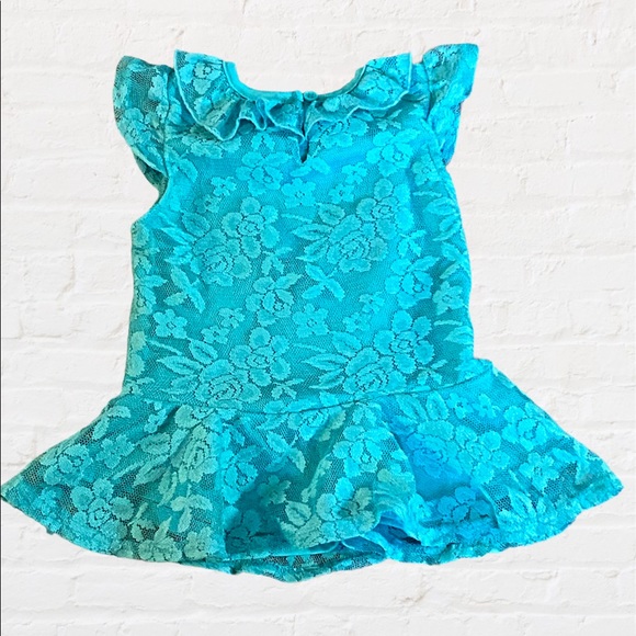 Nannette Green Floral Lace Short Sleeved Dress Size 4T VGC - Picture 3 of 4